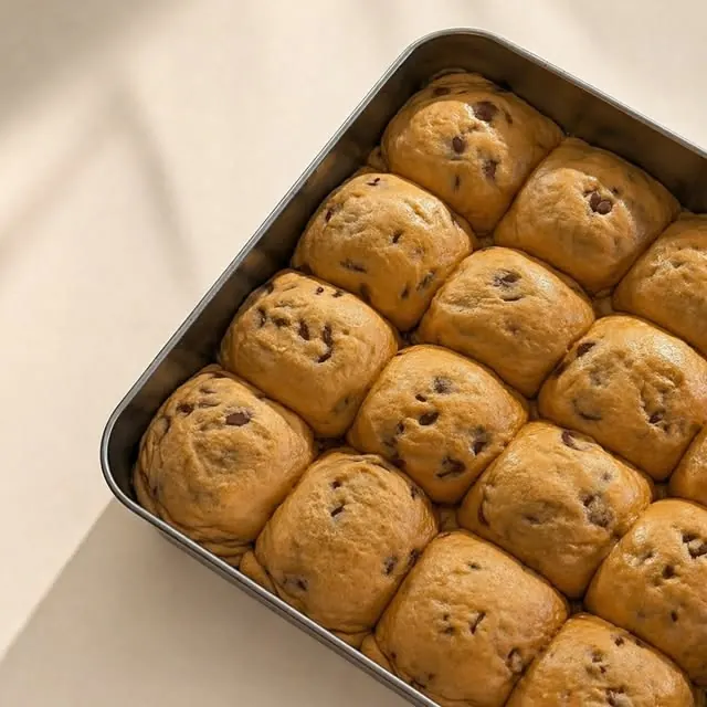 Scoop cookies with melted chocolate
